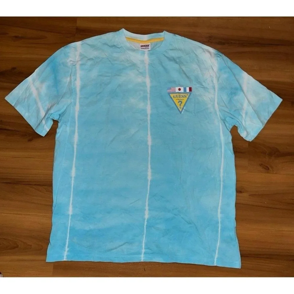 Mens GUESS Originals Worldwide Summer Games Tie Dye Crewneck T-Shirt - Picture 2 of 6